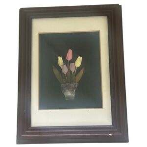 FRAMED AMETHYST FLOWER ARTWORK HANDCRAFTED NOVA SCOTIA HANDMADE WALL DECOR